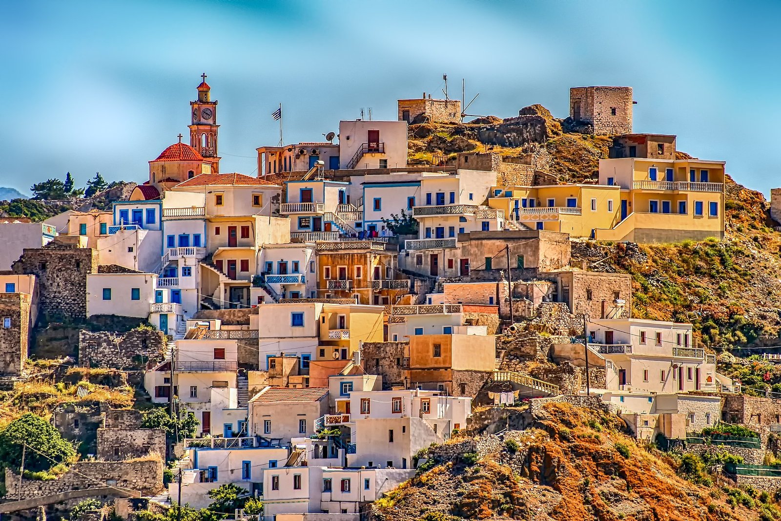 Iconic Greek islands with white buildings